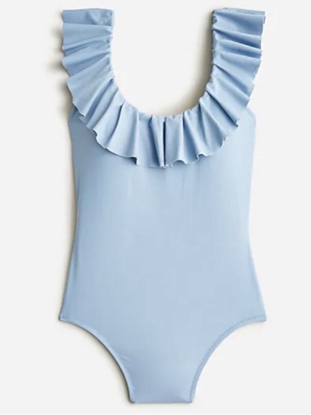 J. Crew Light Blue Ruffle Scoopback One-Piece Swimsuit Size 8